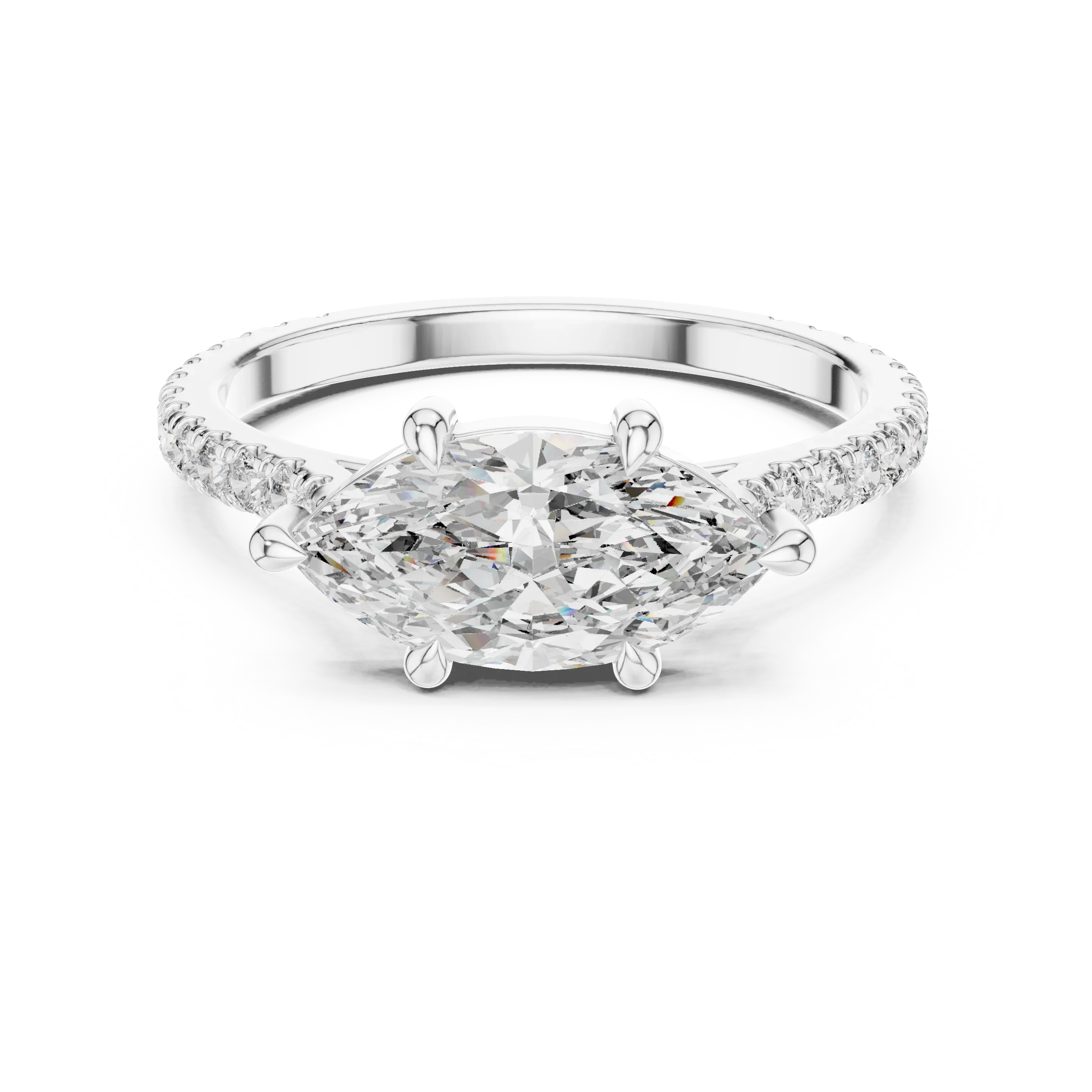 1.89 CT Marquise Moissanite Halo Diamond Ring D Color