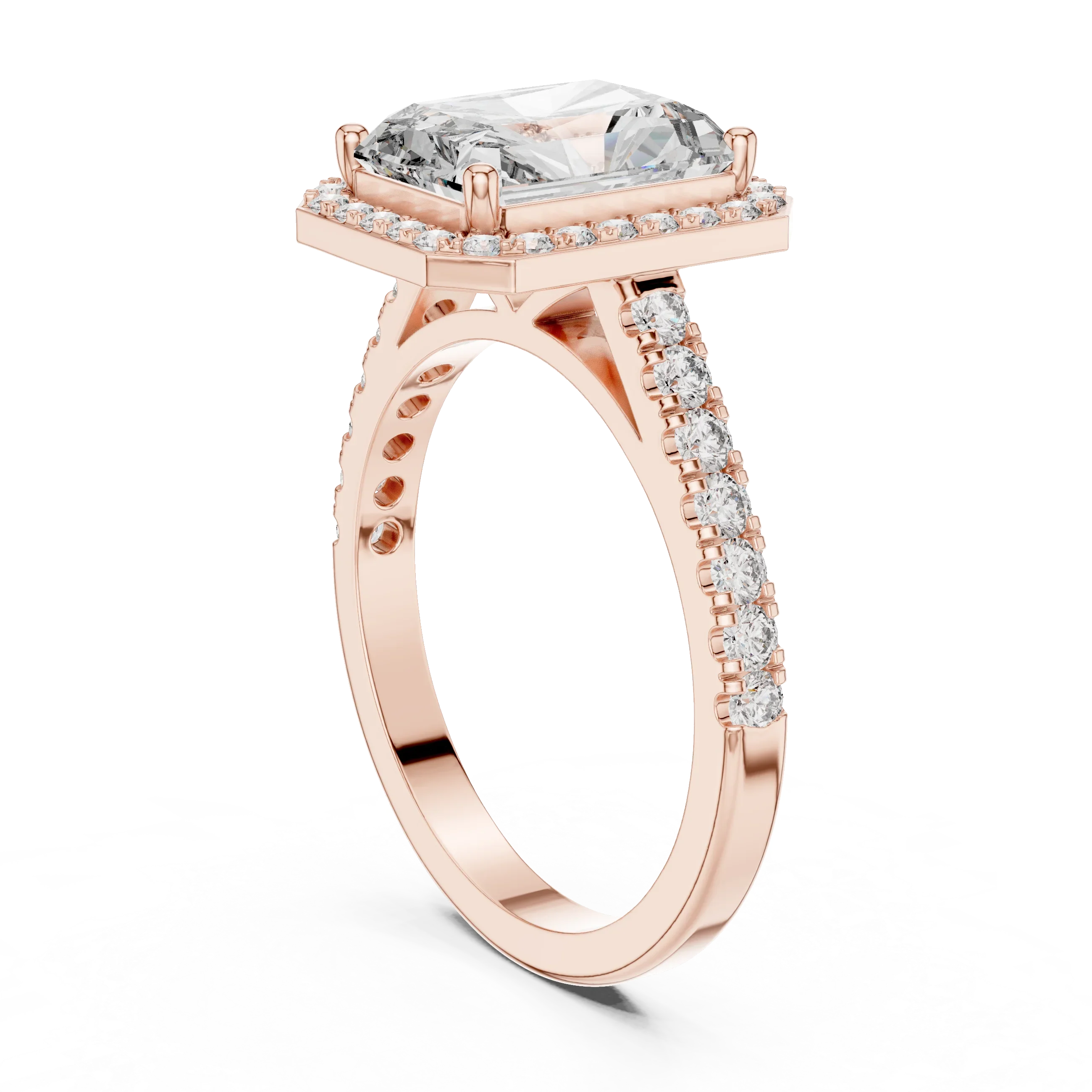 2.48 CT Halo Radiant Lab Diamond Handcrafted Engagement Ring