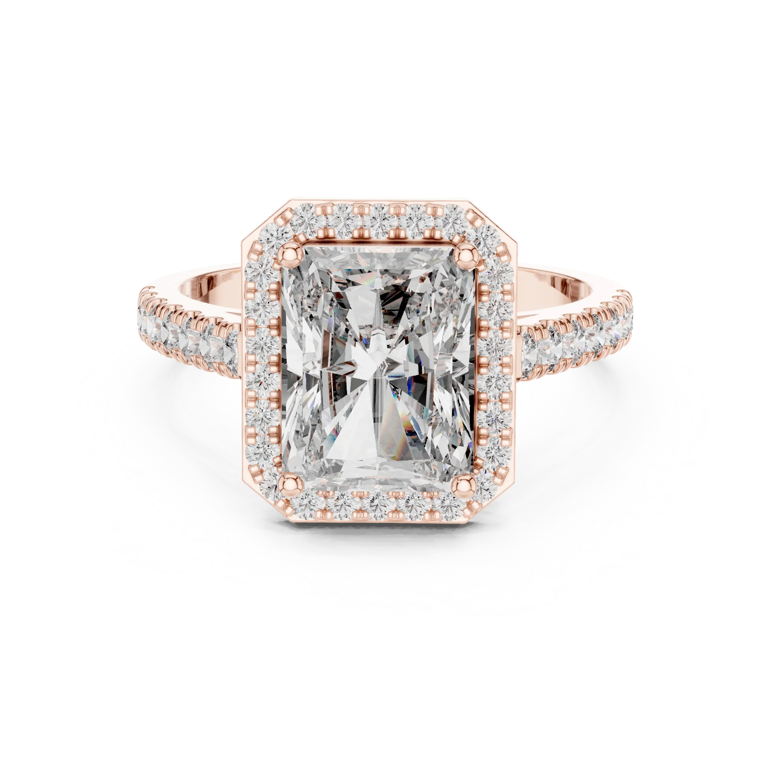 2.48 CT Halo Radiant Lab Diamond Handcrafted Engagement Ring