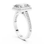 2.48 CT Halo Radiant Lab Diamond Handcrafted Engagement Ring
