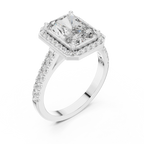 2.48 CT Halo Radiant Lab Diamond Handcrafted Engagement Ring