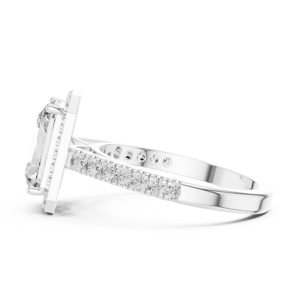 2.48 CT Halo Radiant Lab Diamond Handcrafted Engagement Ring