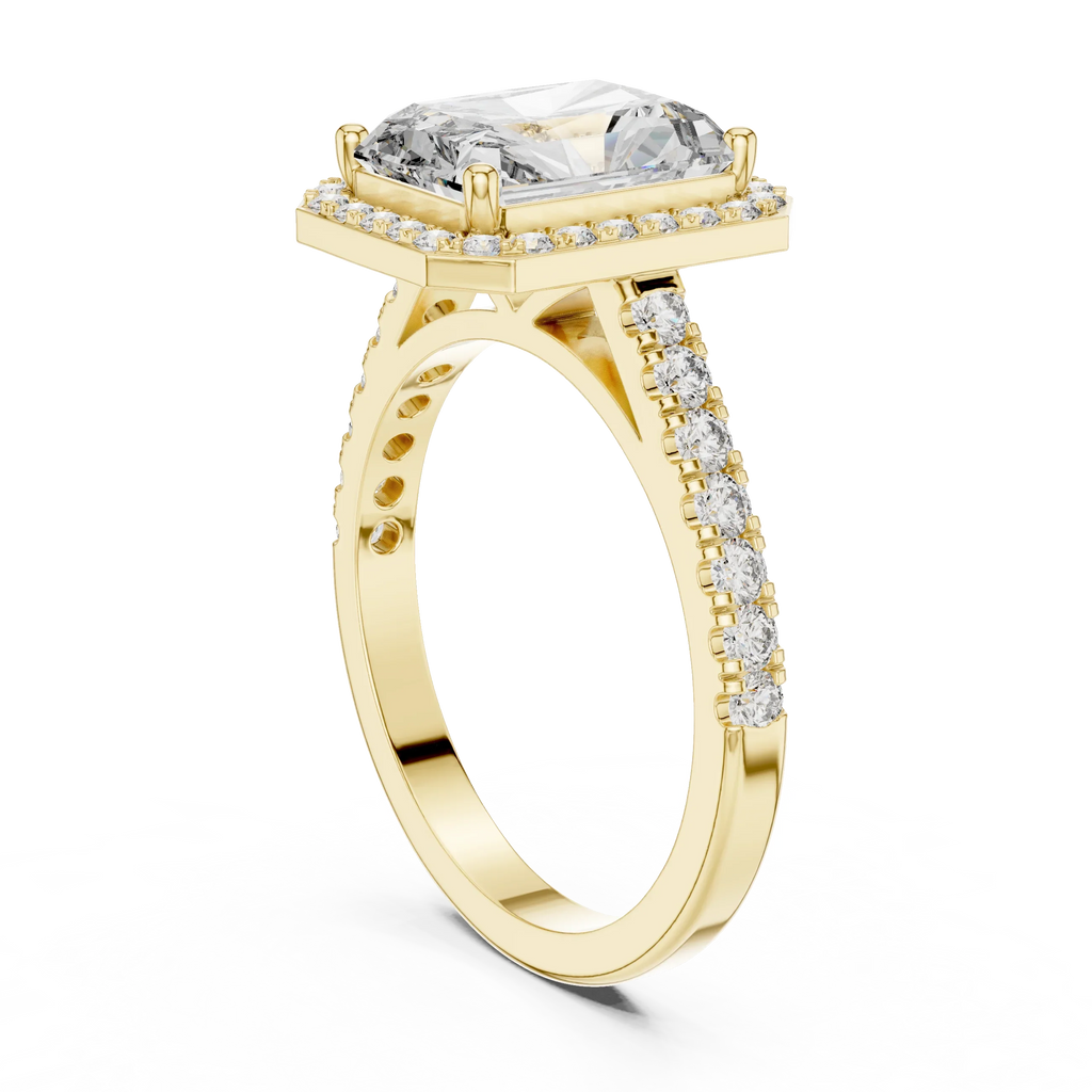 2.48 CT Halo Radiant Lab Diamond Handcrafted Engagement Ring