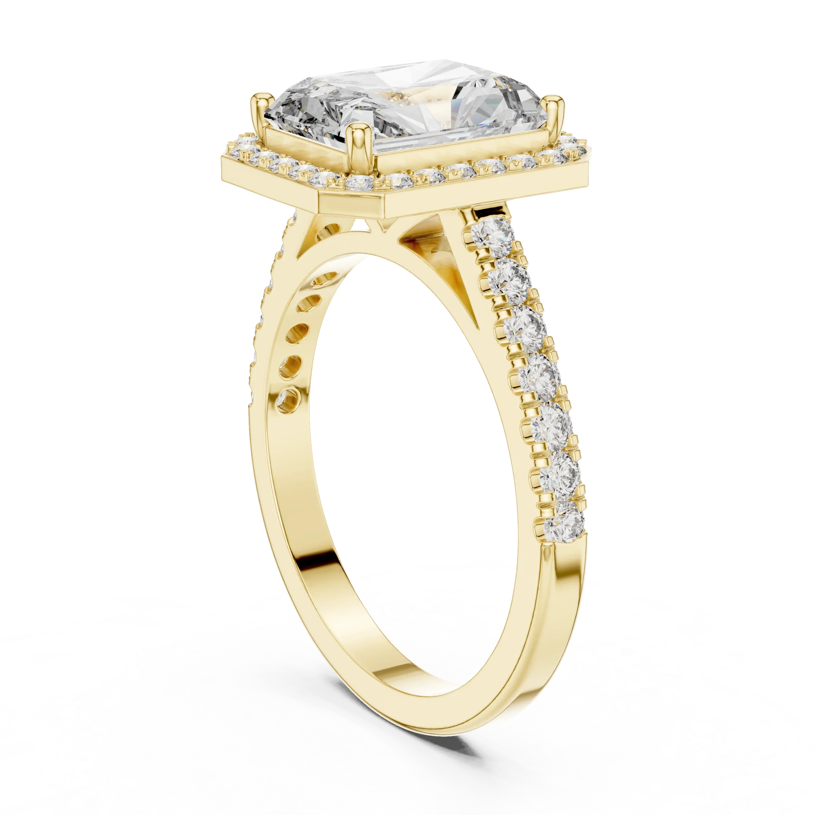 2.48 CT Halo Radiant Lab Diamond Handcrafted Engagement Ring