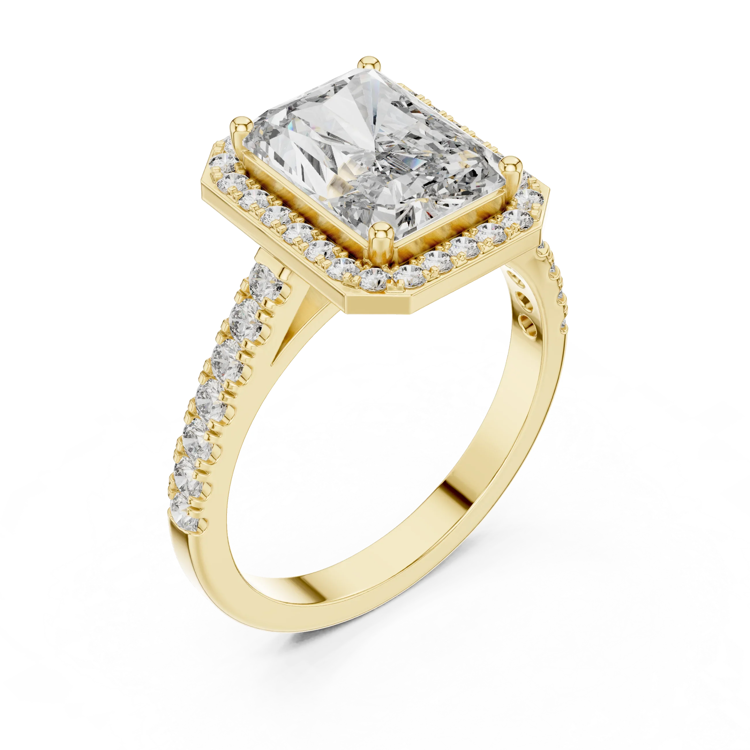 2.48 CT Halo Radiant Lab Diamond Handcrafted Engagement Ring
