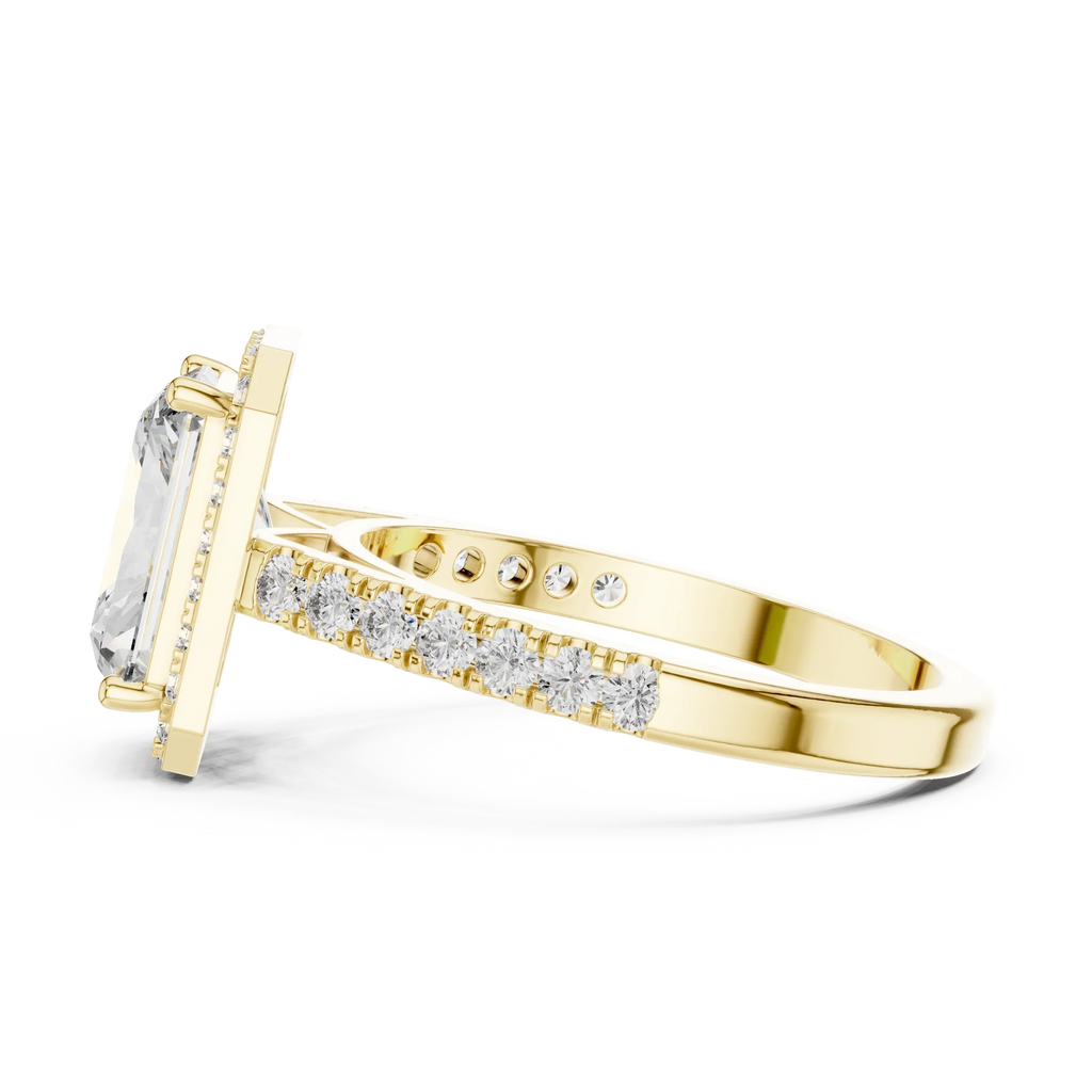 2.48 CT Halo Radiant Lab Diamond Handcrafted Engagement Ring