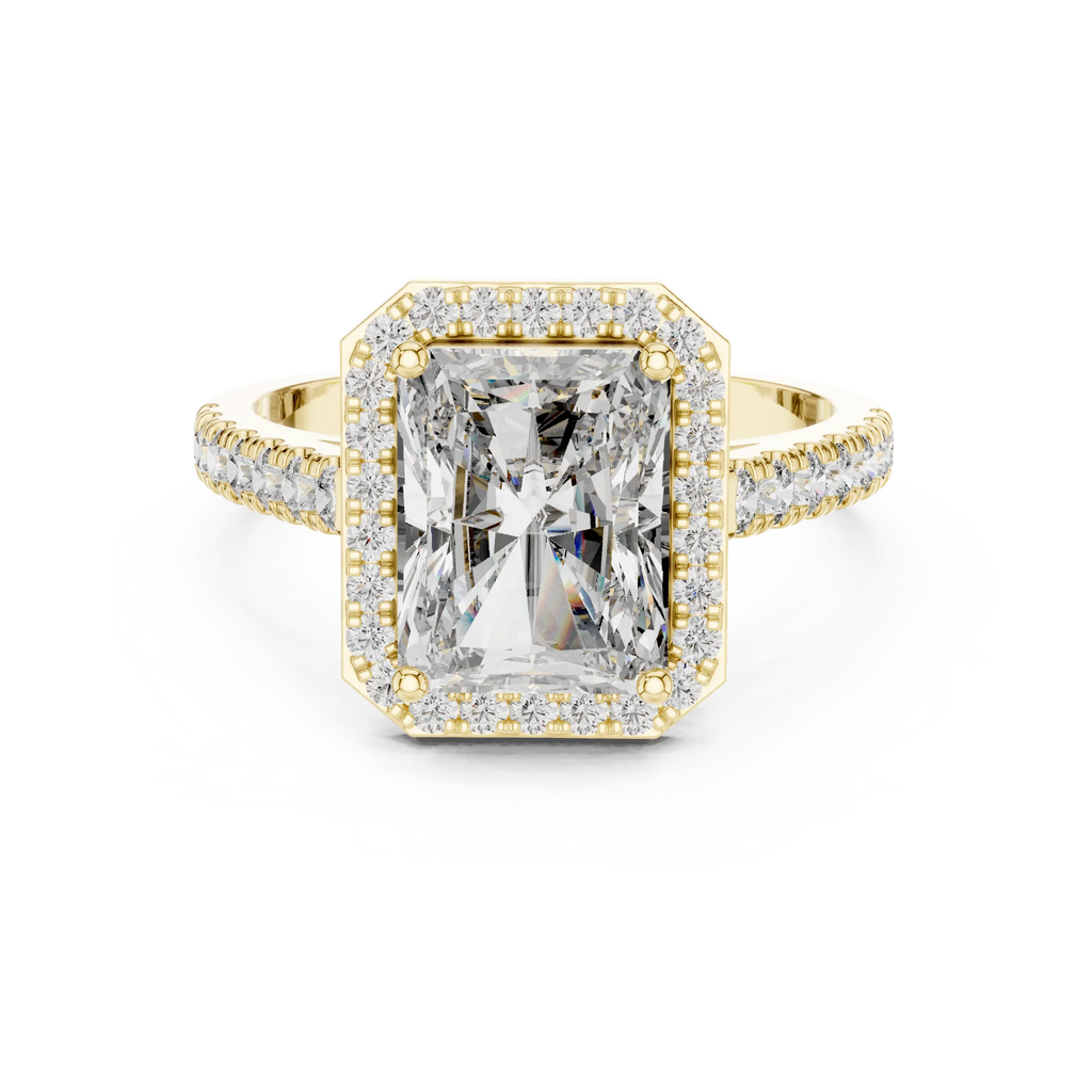 2.48 CT Halo Radiant Lab Diamond Handcrafted Engagement Ring