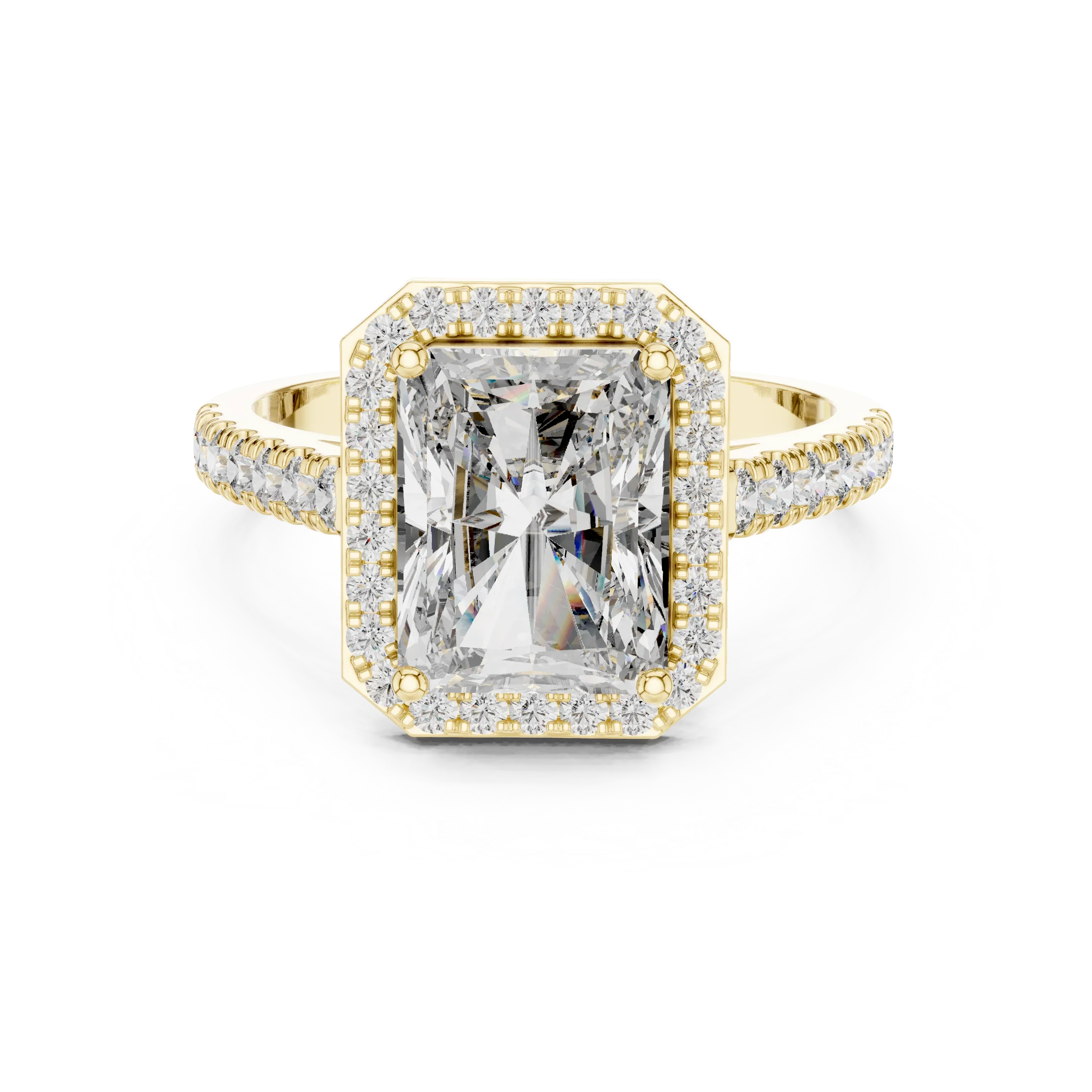 2.48 CT Halo Radiant Lab Diamond Handcrafted Engagement Ring