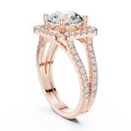 10K Gold Round Moissanite Split Shank Engagement Diamond Ring