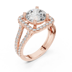 10K Gold Round Moissanite Split Shank Engagement Diamond Ring