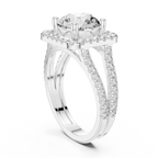 10K Gold Round Moissanite Split Shank Engagement Diamond Ring
