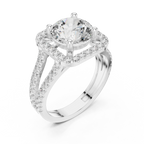 10K Gold Round Moissanite Split Shank Engagement Diamond Ring