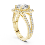 10K Gold Round Moissanite Split Shank Engagement Diamond Ring