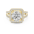 10K Gold Round Moissanite Split Shank Engagement Diamond Ring