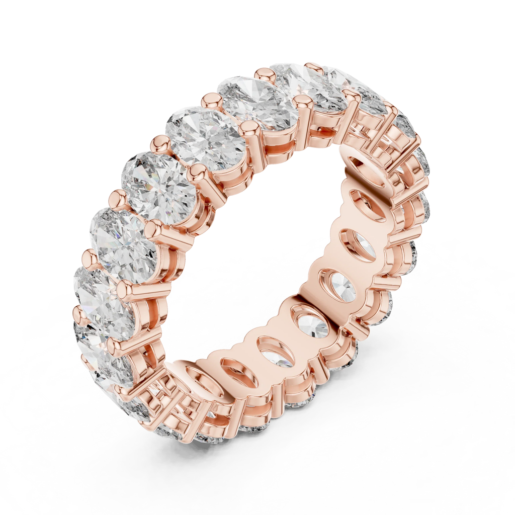 Shared Prong Oval Moissanite Eternity Band 6.08 CTW