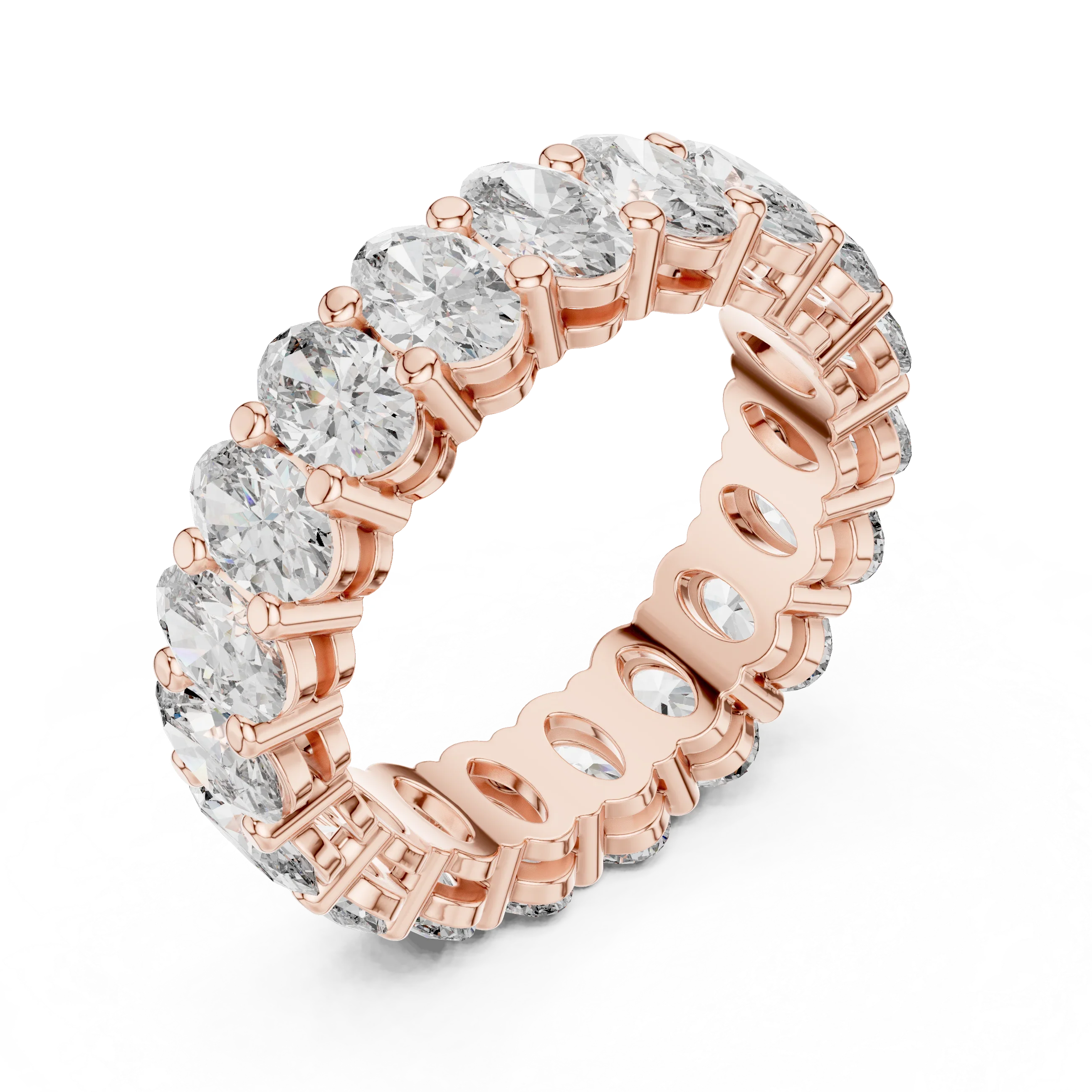 Shared Prong Oval Moissanite Eternity Band 6.08 CTW