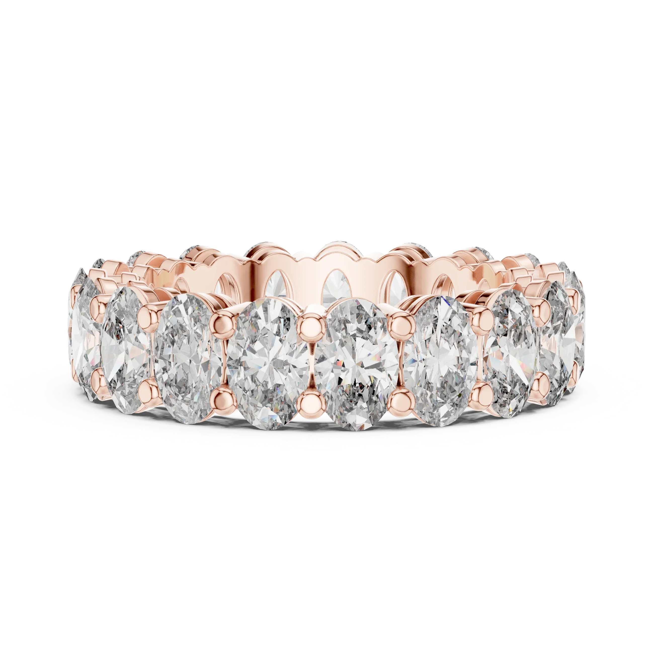 Shared Prong Oval Moissanite Eternity Band 6.08 CTW