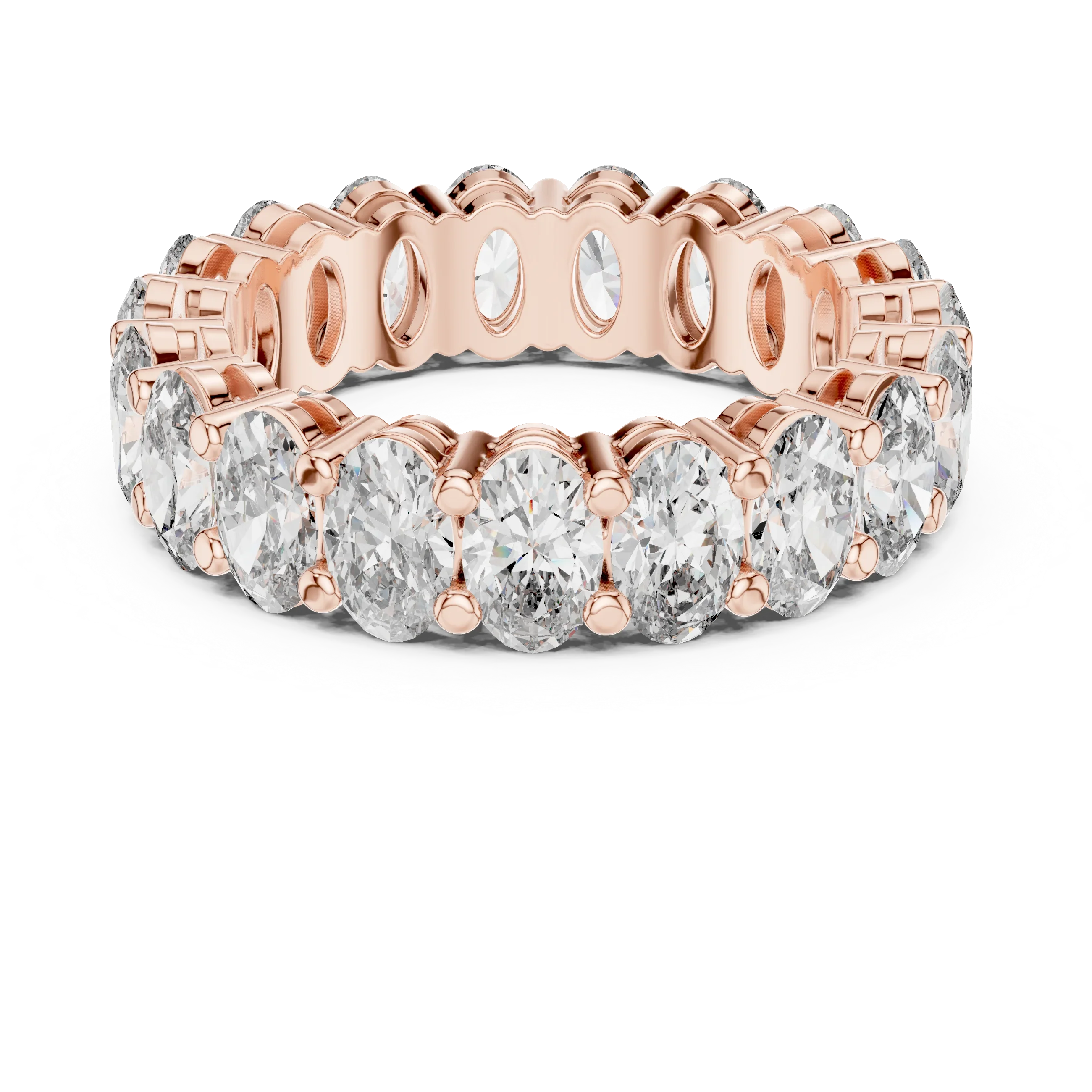 Shared Prong Oval Moissanite Eternity Band 6.08 CTW