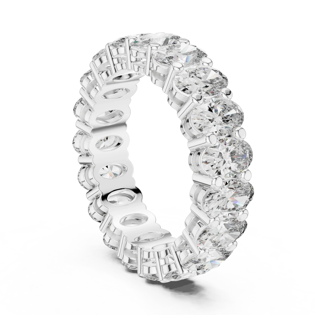 Shared Prong Oval Moissanite Eternity Band 6.08 CTW