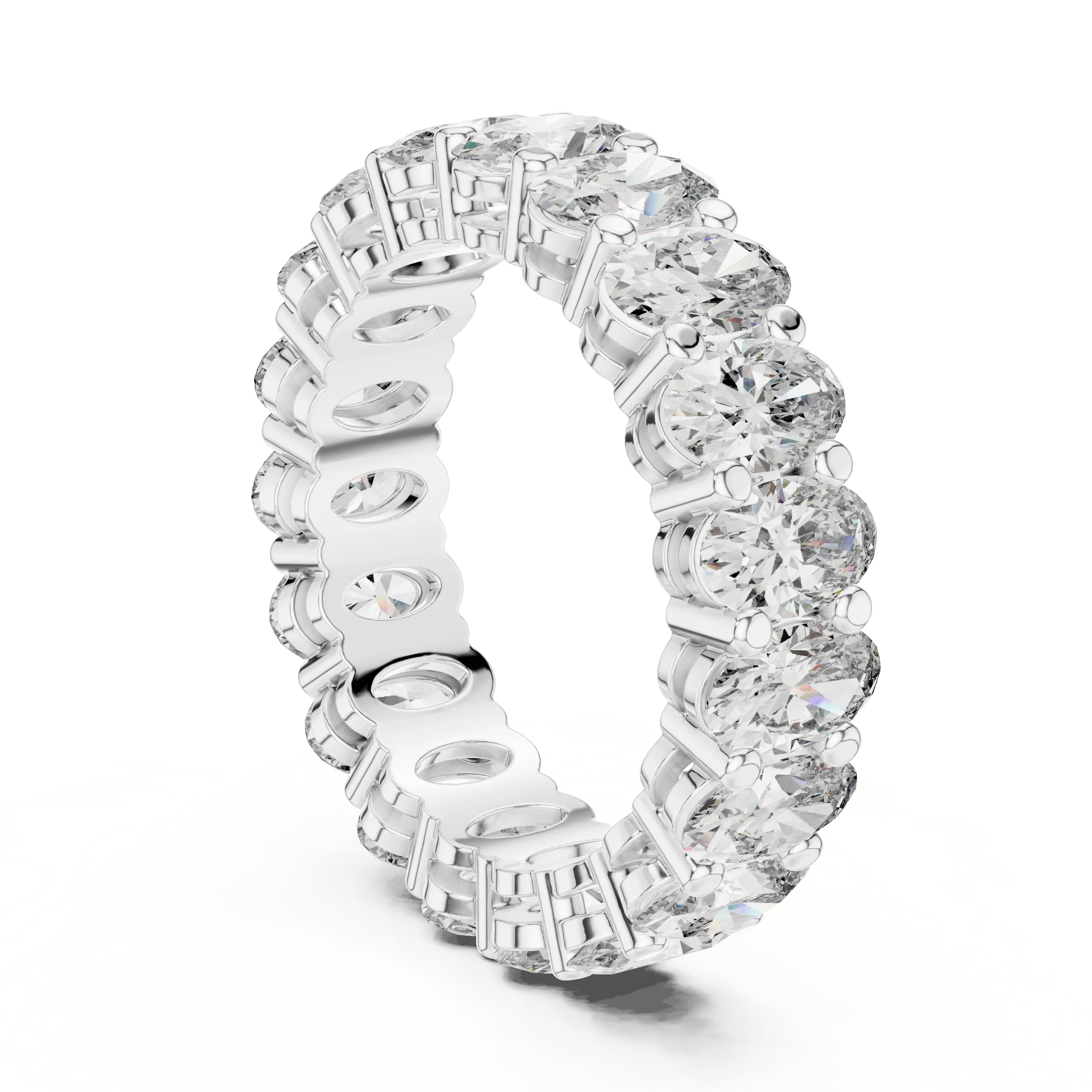 Shared Prong Oval Moissanite Eternity Band 6.08 CTW