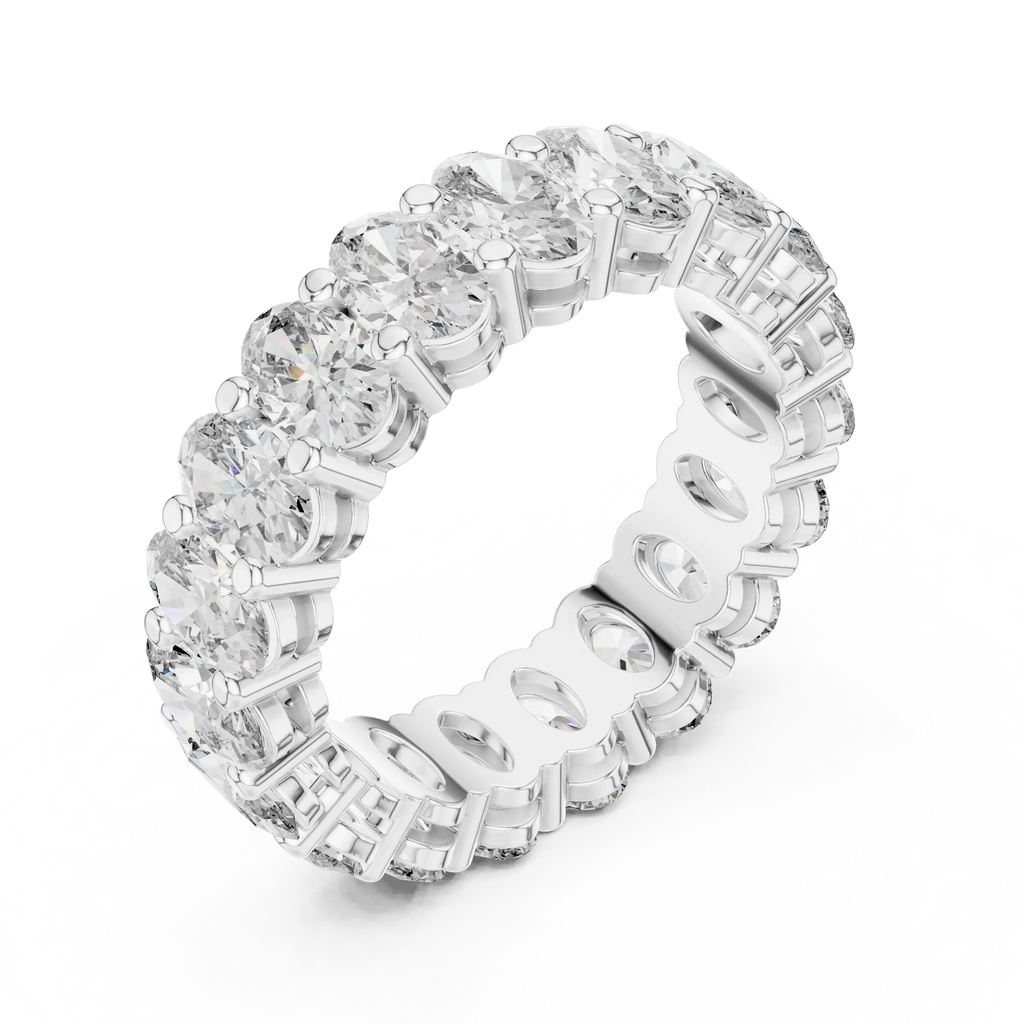 Shared Prong Oval Moissanite Eternity Band 6.08 CTW