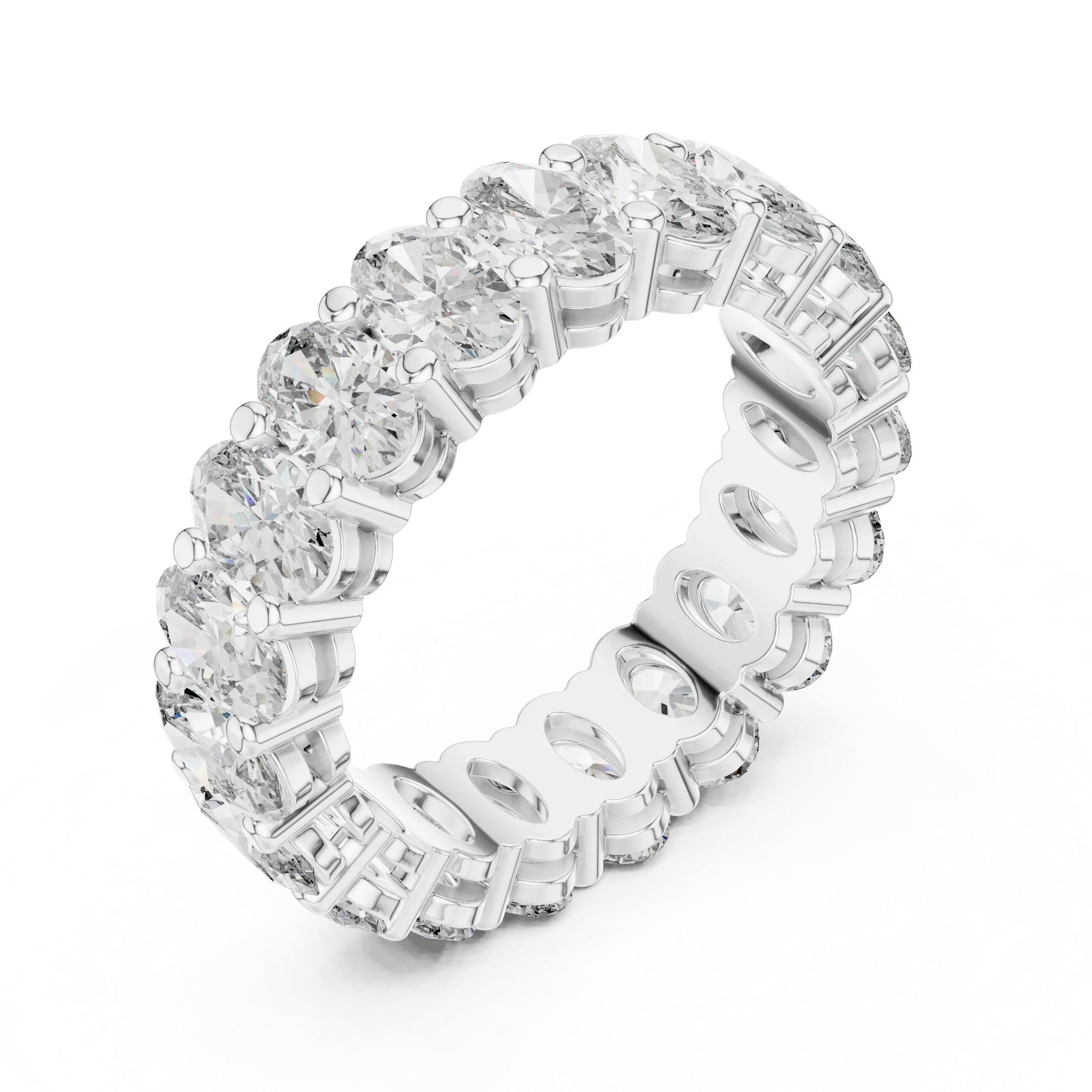 Shared Prong Oval Moissanite Eternity Band 6.08 CTW