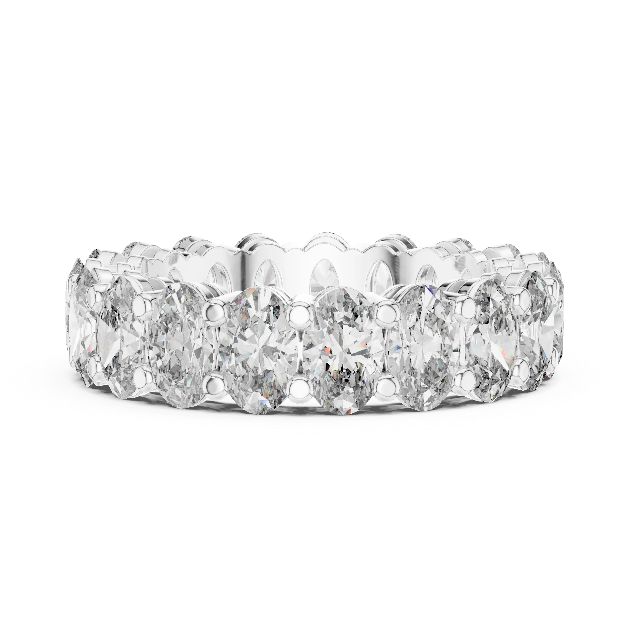 Shared Prong Oval Moissanite Eternity Band 6.08 CTW