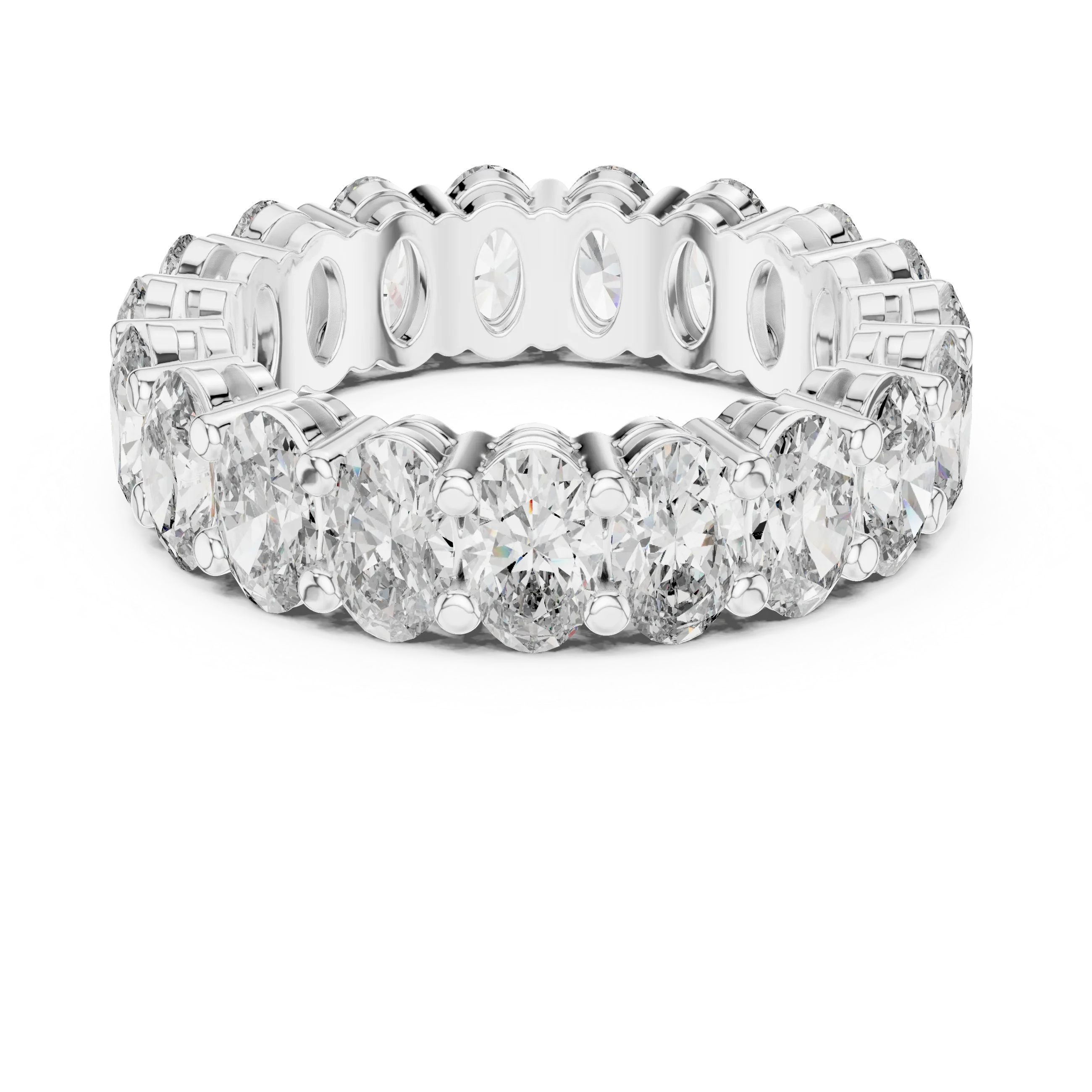 Shared Prong Oval Moissanite Eternity Band 6.08 CTW