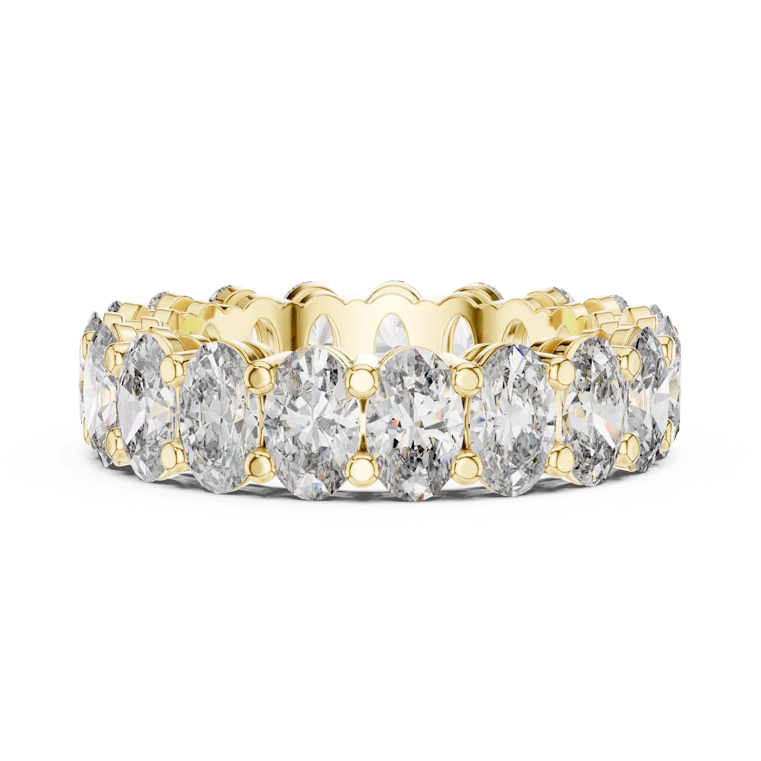 Shared Prong Oval Moissanite Eternity Band 6.08 CTW
