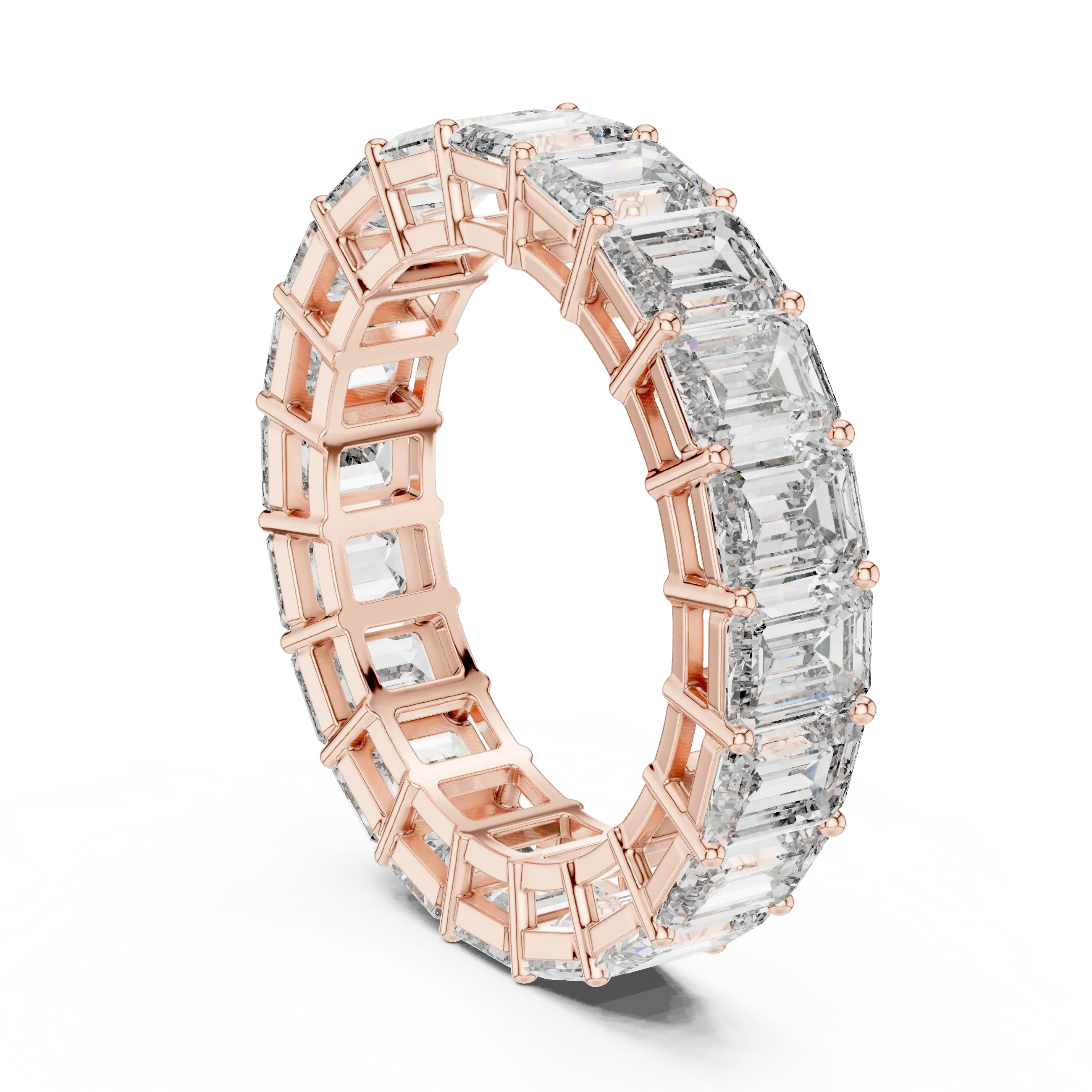 14K Gold Emerald Lab Grown Handcrafted Eternity Band