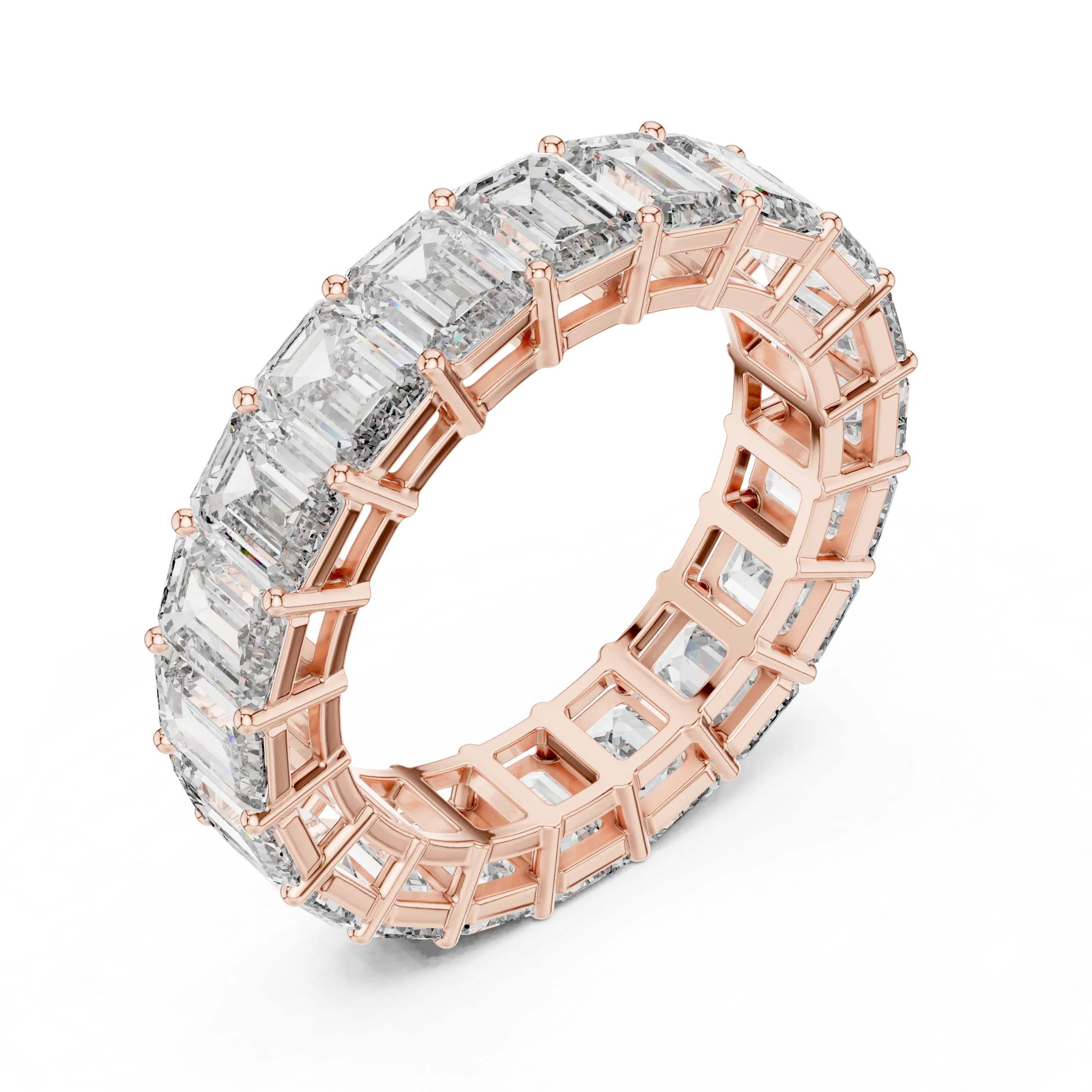 14K Gold Emerald Lab Grown Handcrafted Eternity Band