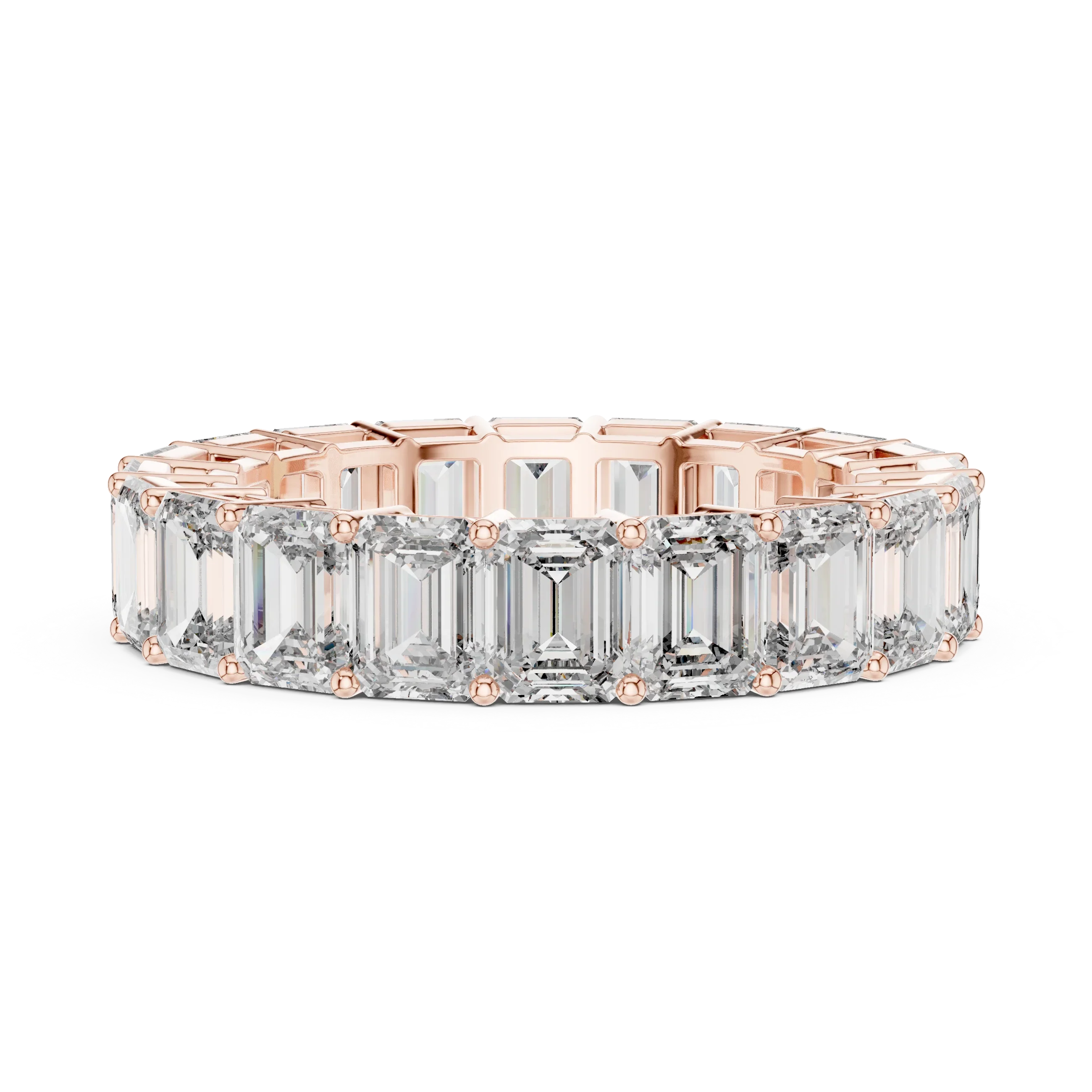 14K Gold Emerald Lab Grown Handcrafted Eternity Band
