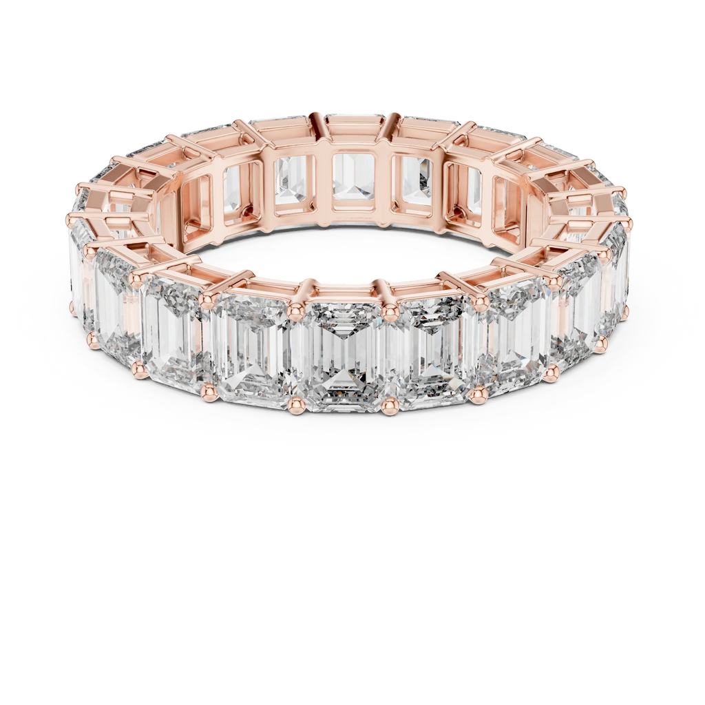 14K Gold Emerald Lab Grown Handcrafted Eternity Band