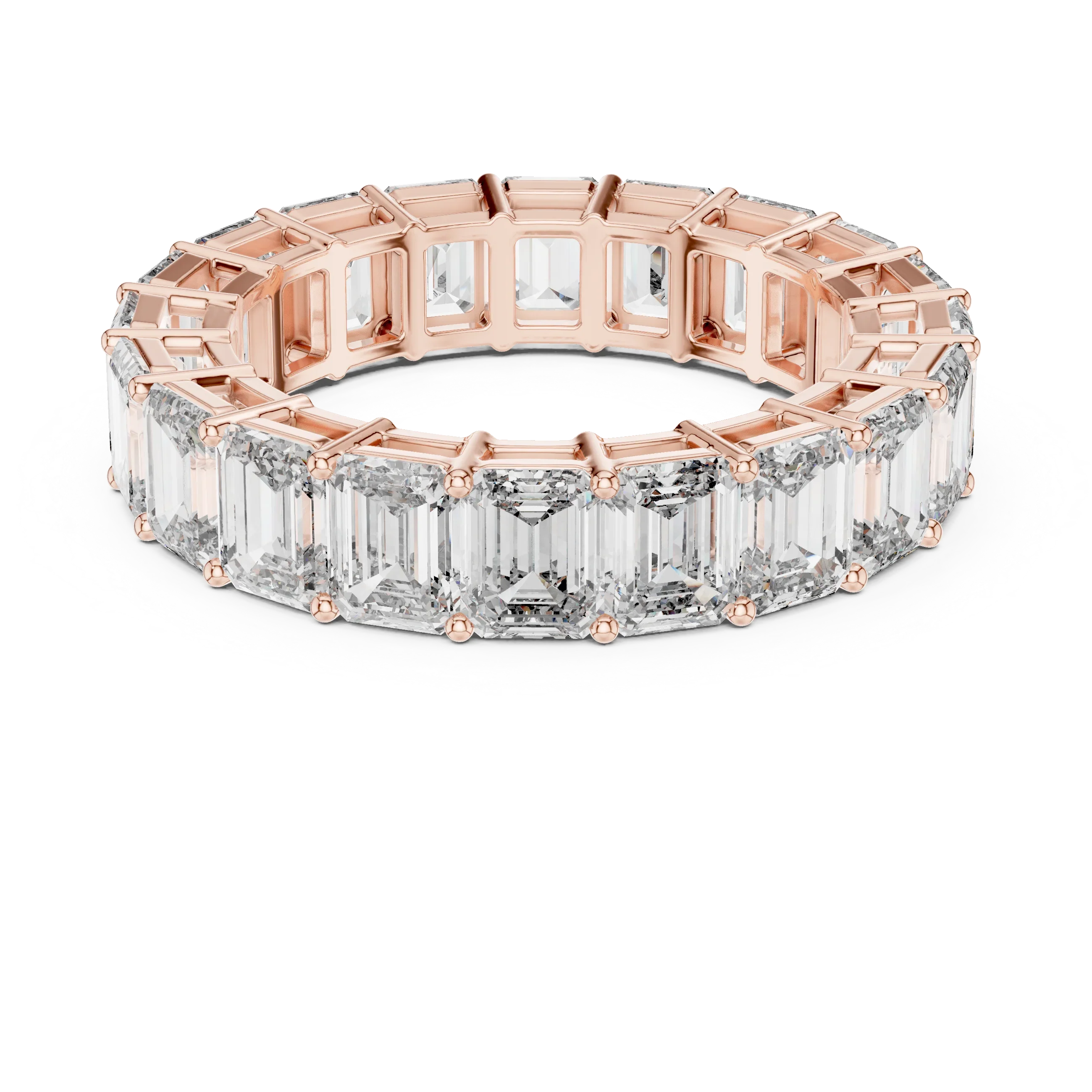 14K Gold Emerald Lab Grown Handcrafted Eternity Band