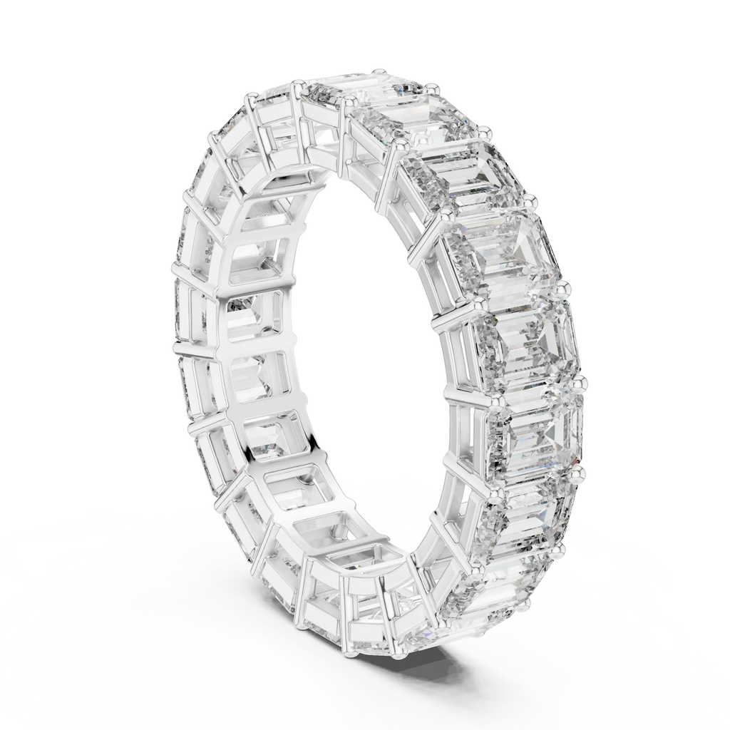 14K Gold Emerald Lab Grown Handcrafted Eternity Band