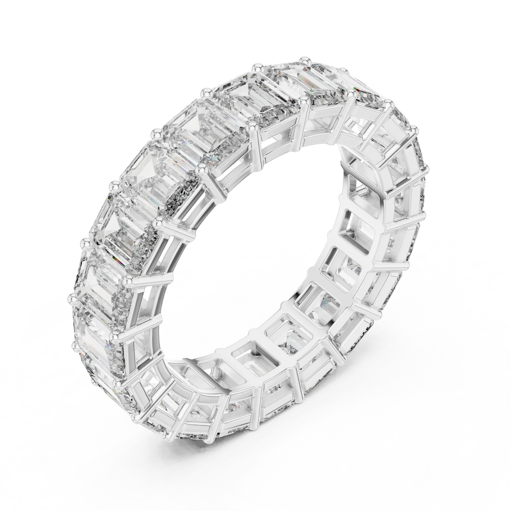 14K Gold Emerald Lab Grown Handcrafted Eternity Band