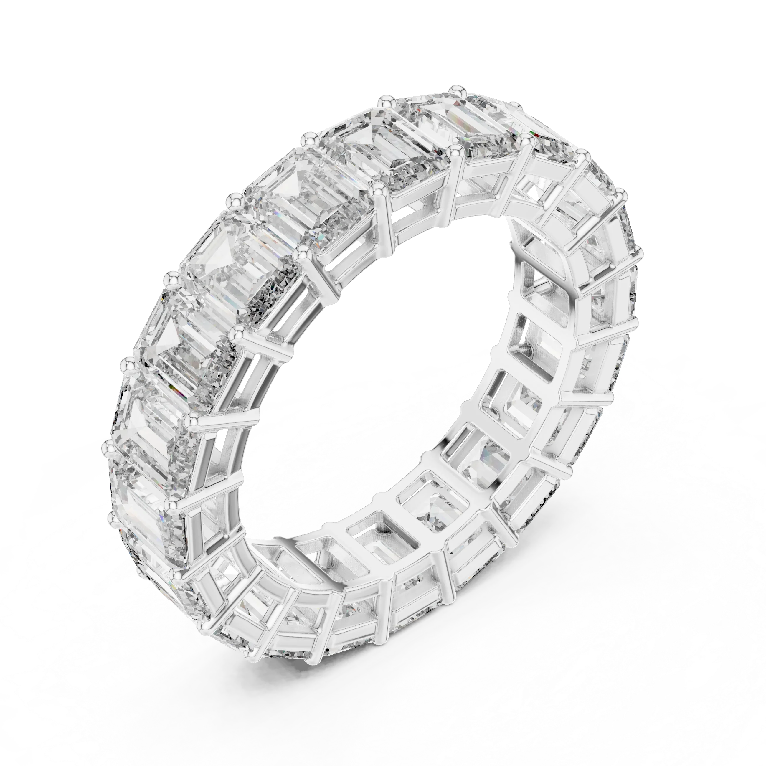 14K Gold Emerald Lab Grown Handcrafted Eternity Band