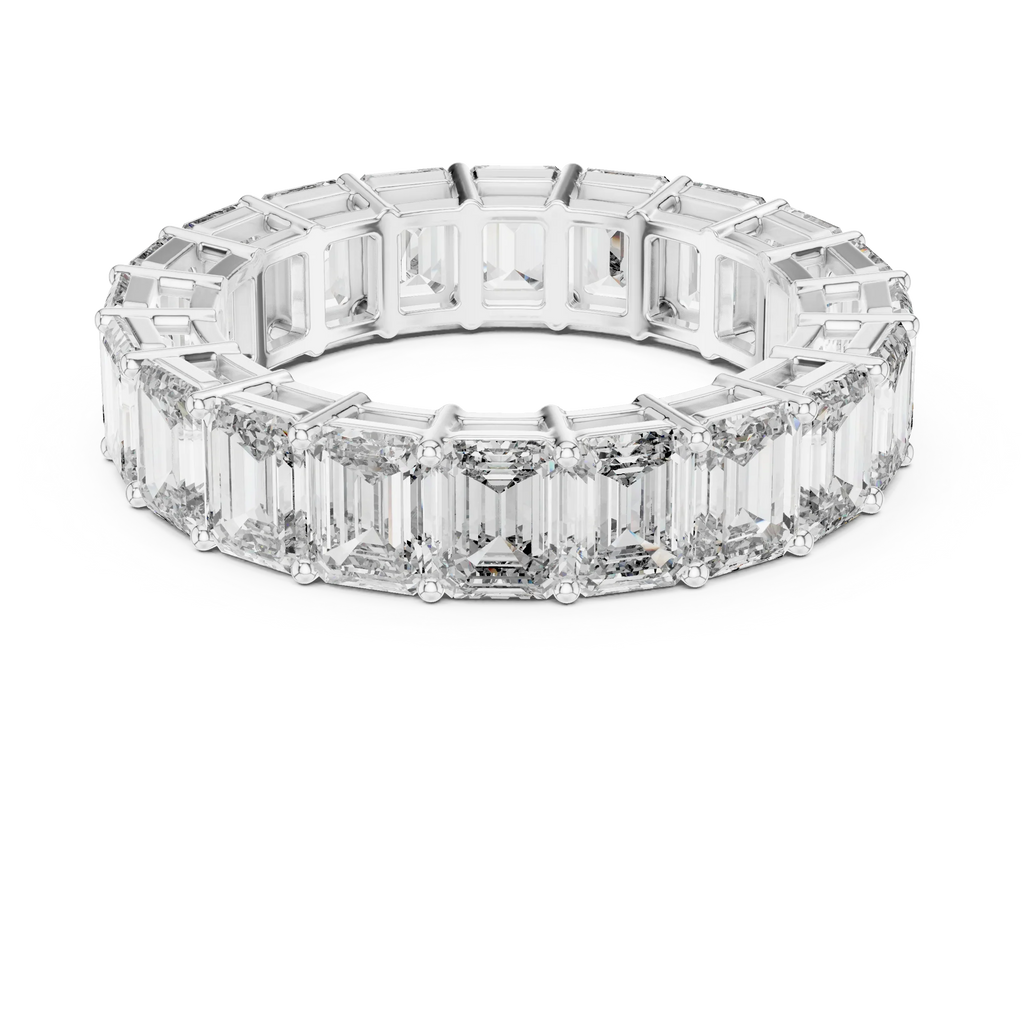 14K Gold Emerald Lab Grown Handcrafted Eternity Band