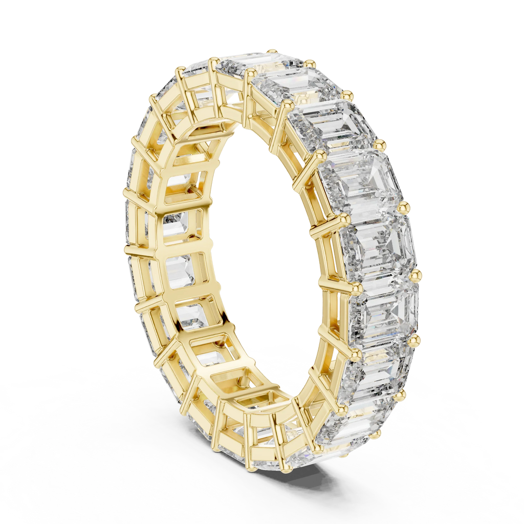 14K Gold Emerald Lab Grown Handcrafted Eternity Band