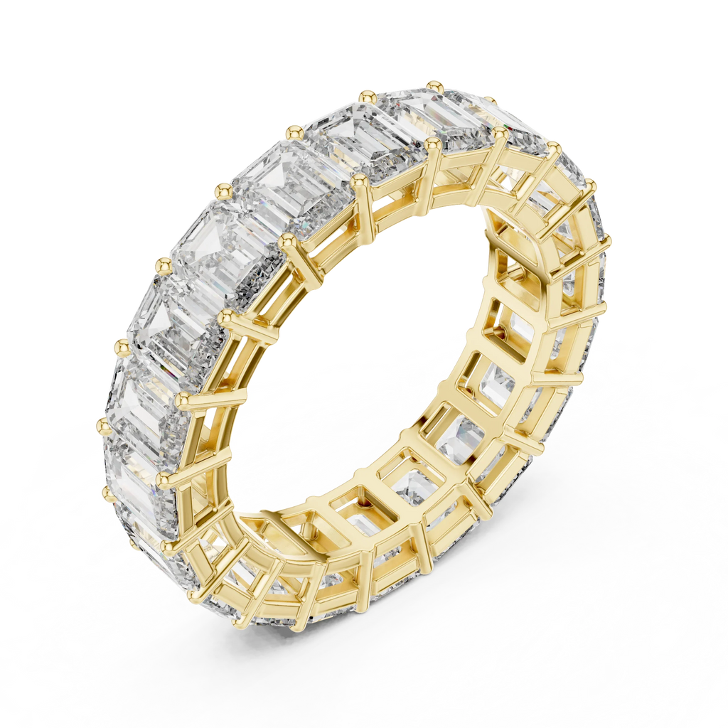 14K Gold Emerald Lab Grown Handcrafted Eternity Band