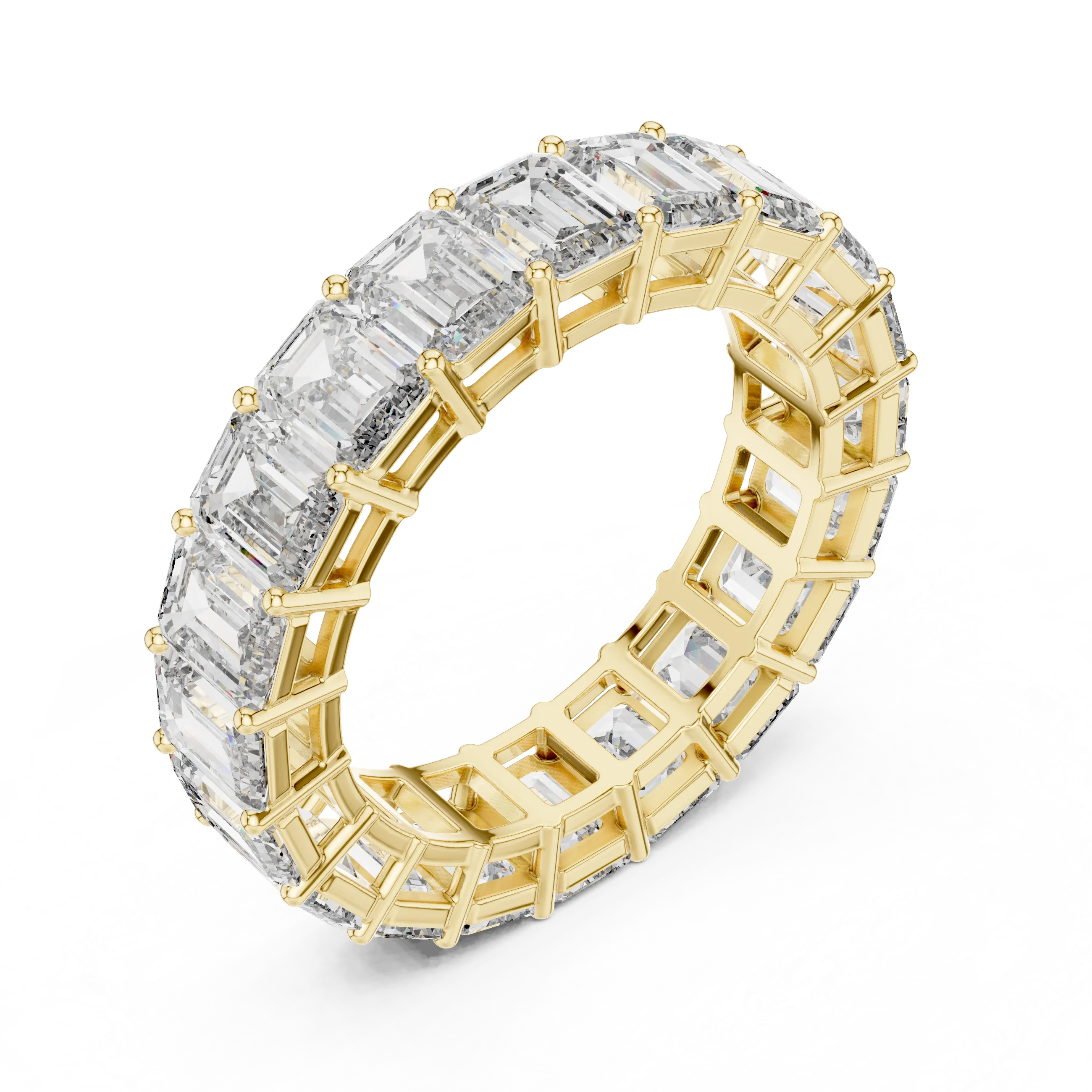 14K Gold Emerald Lab Grown Handcrafted Eternity Band
