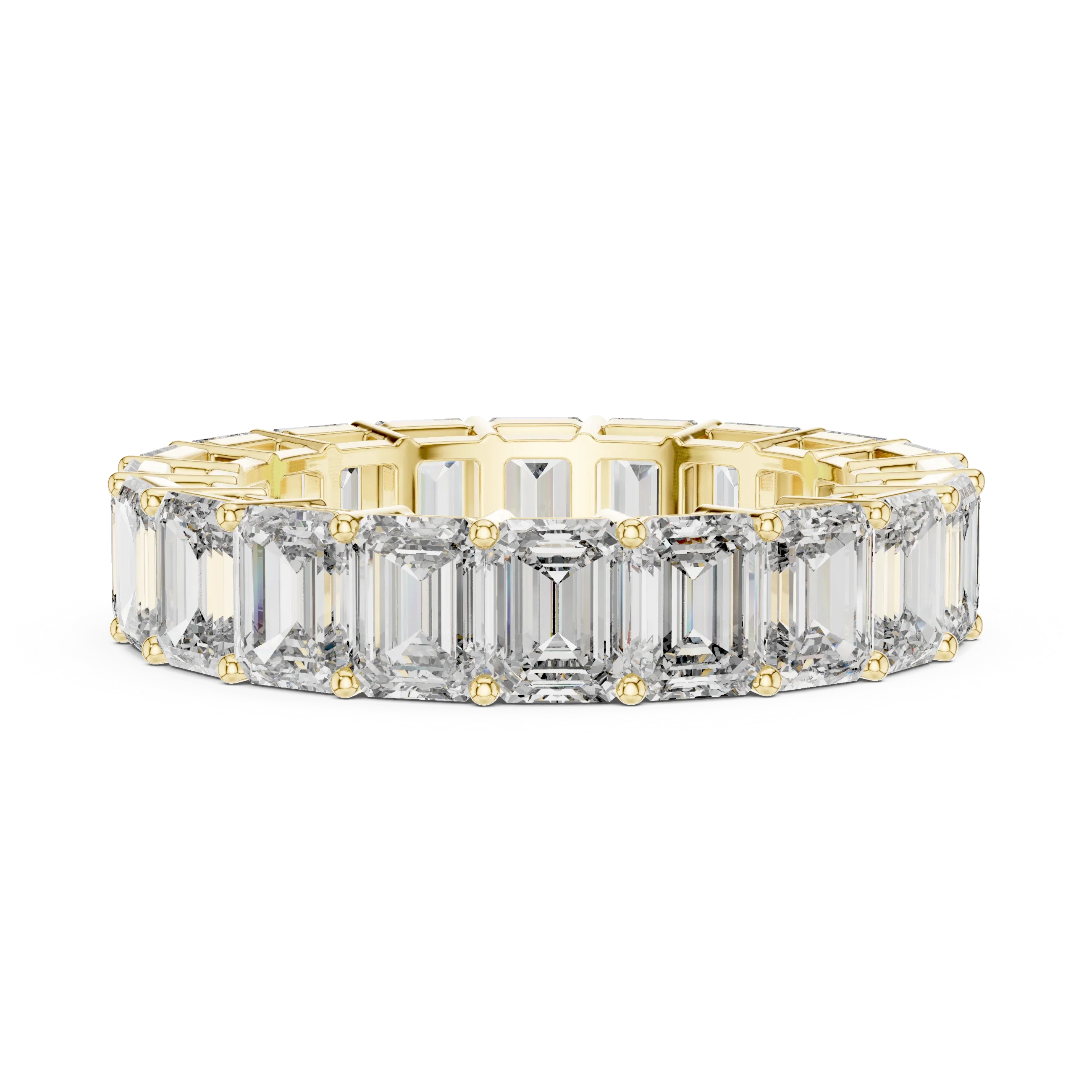 14K Gold Emerald Lab Grown Handcrafted Eternity Band