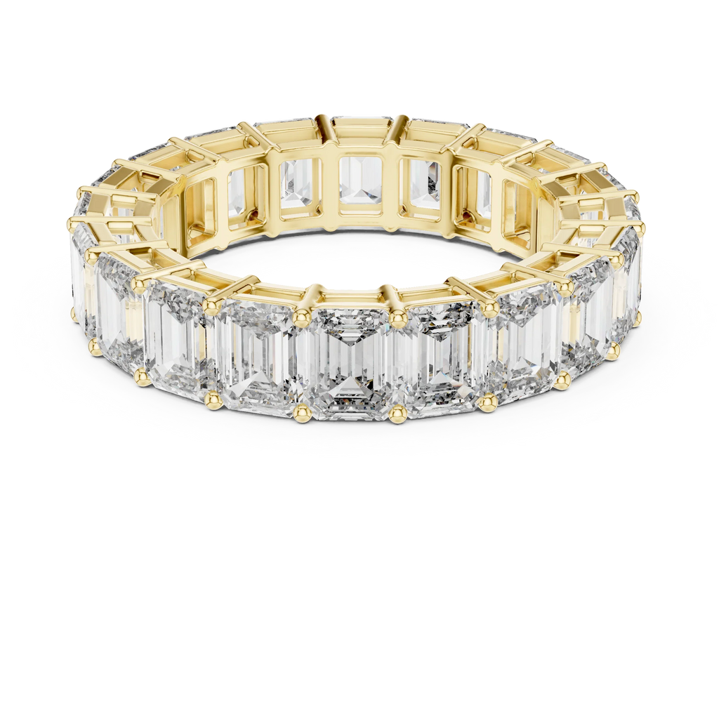 14K Gold Emerald Lab Grown Handcrafted Eternity Band