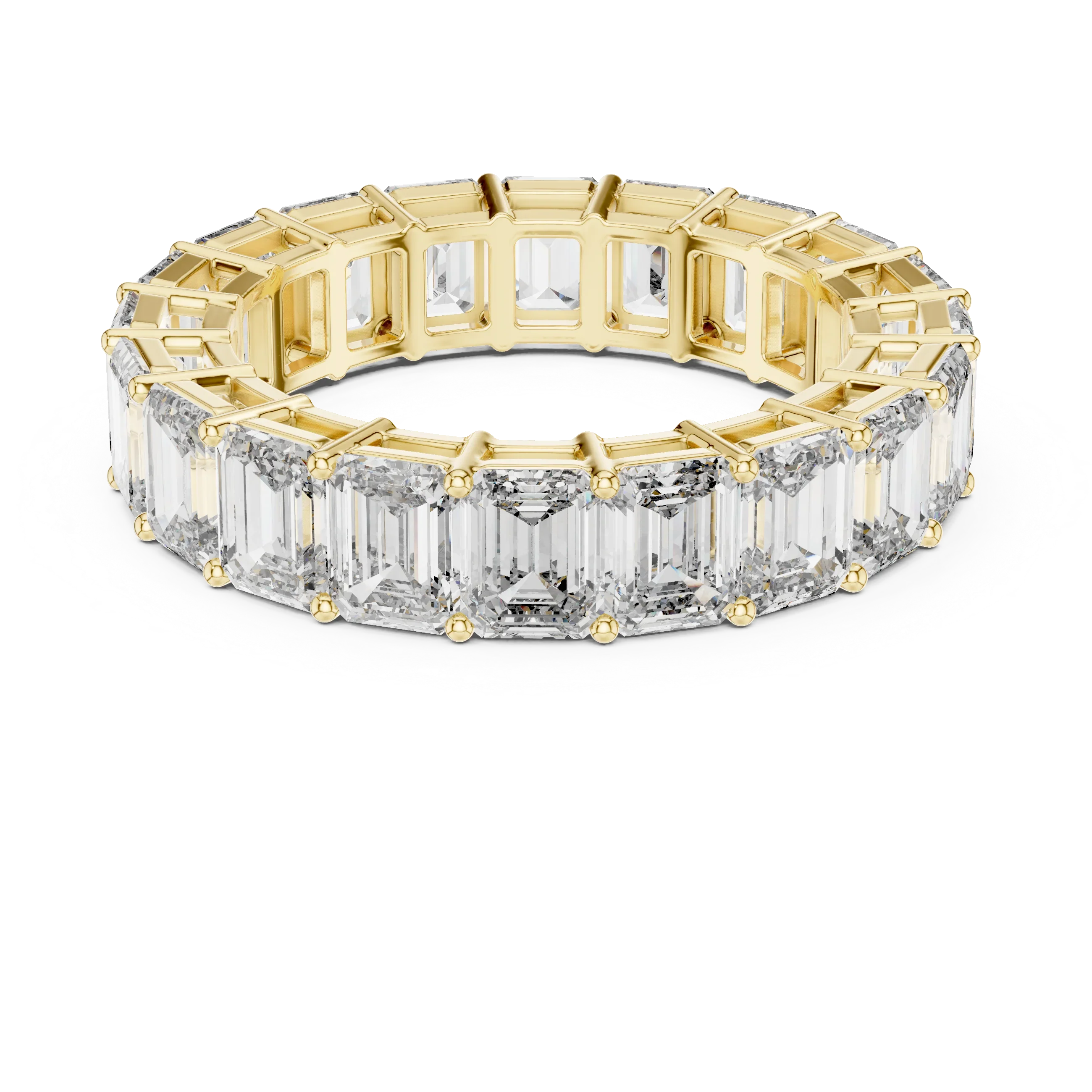 14K Gold Emerald Lab Grown Handcrafted Eternity Band