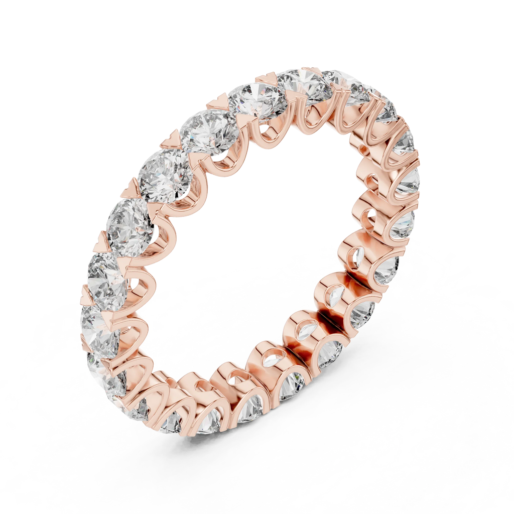 Scalloped Round Moissanite Eternity Band Handcrafted 2.73 CT