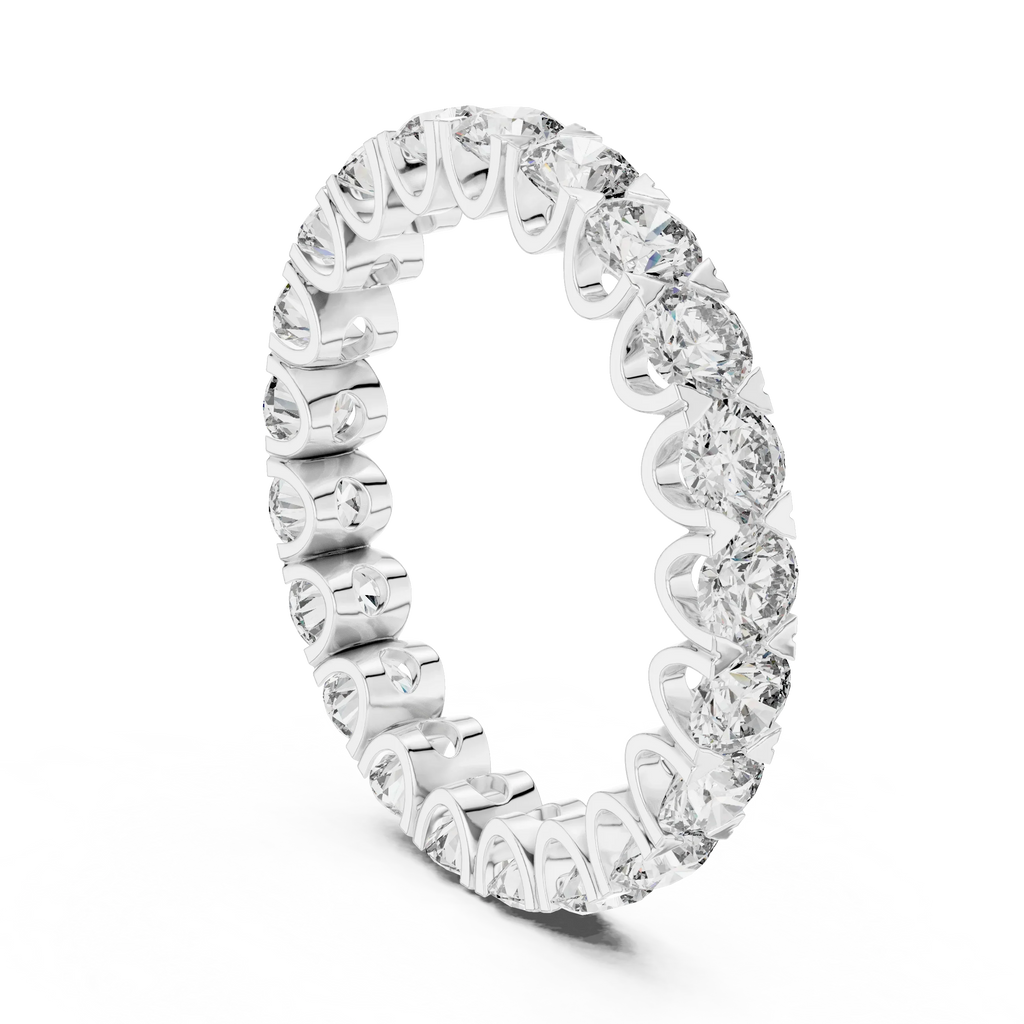 Scalloped Round Moissanite Eternity Band Handcrafted 2.73 CT