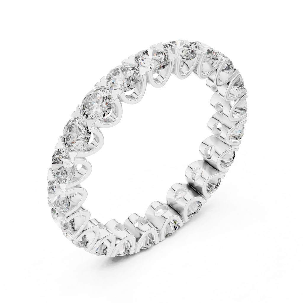 Scalloped Round Moissanite Eternity Band Handcrafted 2.73 CT
