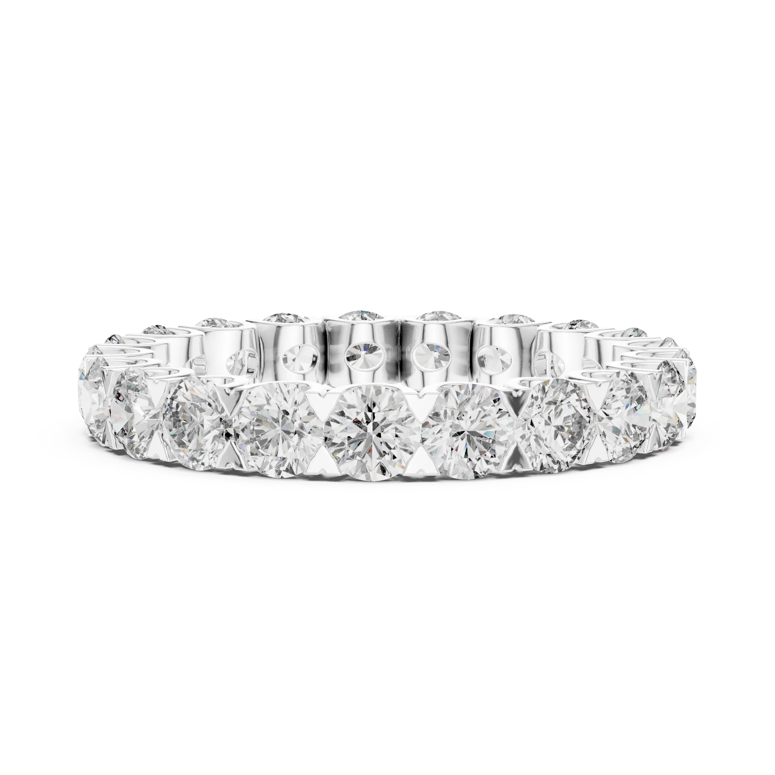 Scalloped Round Moissanite Eternity Band Handcrafted 2.73 CT