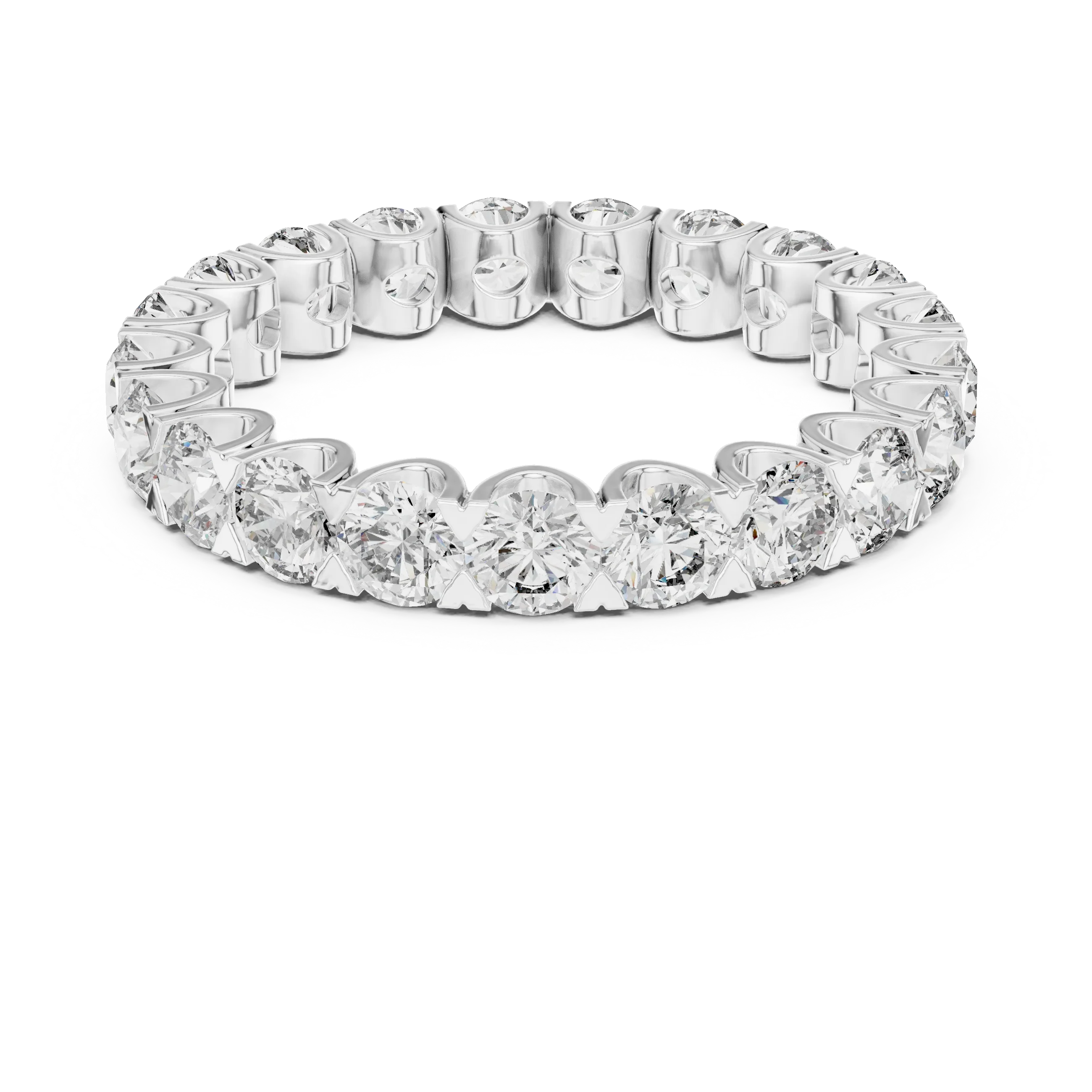 Scalloped Round Moissanite Eternity Band Handcrafted 2.73 CT