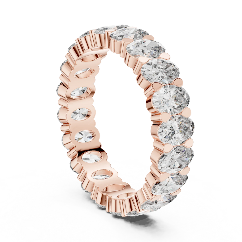 18K Gold Oval Lab Diamond Handcrafted Eternity Band 3.76 CTW